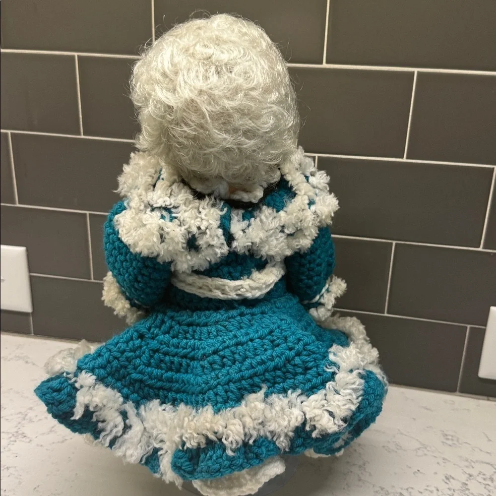 Vintage Mrs. Santa Claus decoration crochet dress holiday decor